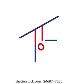 Vector outline icon of a gymnast performing gymnastic elements. Illustration of a gymnast standing upside down. Flat icon, pictogram. Sports events and competitions.