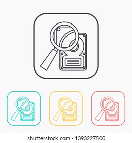vector outline icon of hard disk search 
