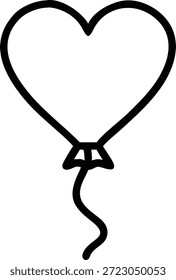 Icono de contorno de Vector de globo en forma de corazón.