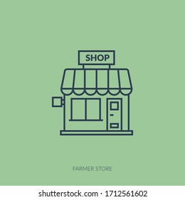 Vector outline icon of home farming and gardening - farmer store