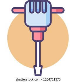Vector outline icon illustration of handheld jackhammer