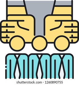 Vector outline icon illustration of hands protecting business people, uninsured employer concept