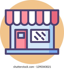 Vector outline icon illustration of a store building