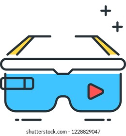 Vector outline icon illustration of virtual reality glasses