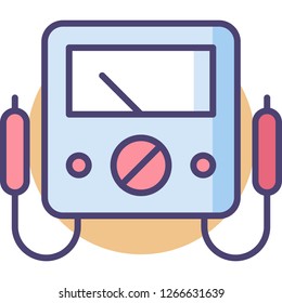 Vector outline icon illustration of voltmeter electricity measure