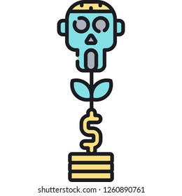 Vector outline icon illustration of zombie fund plant