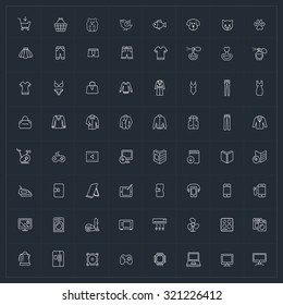 Vector outline icon for internet shop. As a universal set of icons consist mainly of such goods as clothing and household appliance, are also icons perfume, shopping, pets.