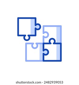 Vector outline icon of jigsaw puzzles connected to each other. A game option for a large company. Can be used in teaching children a new language, in special education, in applications and team games