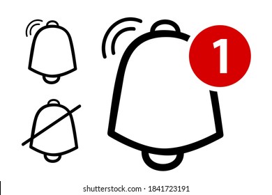 Vector Outline, Icon or Logo, Bell, Ring, alert, notification, Isolated on white
