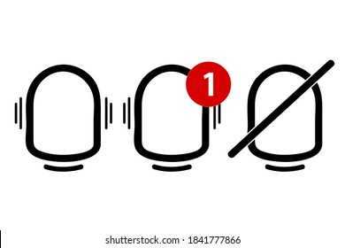 Vector Outline, Icon or Logo, Bell, Ring, alert, notification, Isolated on white
