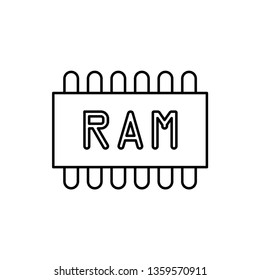 vector outline icon of memory chip 