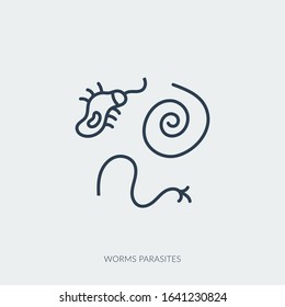 Vector outline icon of microbiology - worms parasites