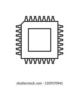 vector outline icon of microchip 