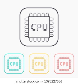 vector outline icon of microchip 