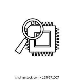 vector outline icon of microchip discover 