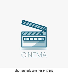 Vector outline icon. Movie, cinema and video production, media channels and advertising concept.