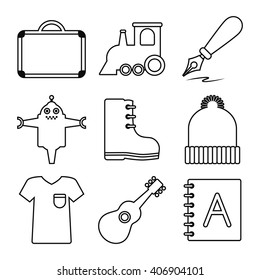 Vector Outline Icon Set. Baby Accessories.