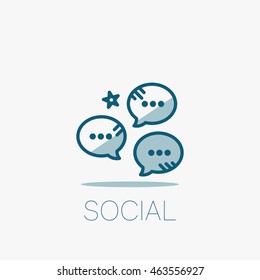 Vector Outline Icon. Social Media Channel And Advertising Concept.