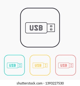 vector outline icon of usb stick 