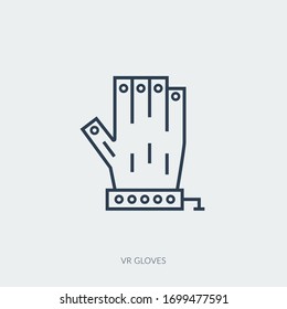 Vector outline icon of virtual reality technology - VR gloves