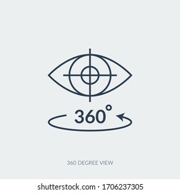 Vector outline icon of virtual reality technology - 360 degree view