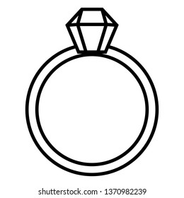 Vector Outline Icon - Wedding Ring with Diamond
