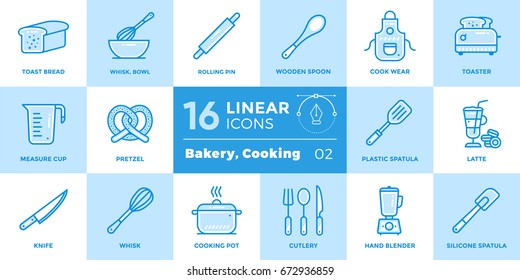 Vector outline icons collection of bakery, cooking. High quality modern icons for suitable for banners, mobile apps and presentation