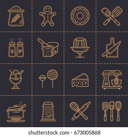 Vector outline icons collection of bakery, cooking. Modern outline icons for mobile application and web concepts