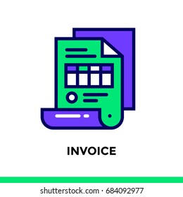 Vector outline icons INVOICE of finance, banking. High quality modern icons suitable for print, website and presentation