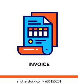 Vector outline icons INVOICE of finance, banking. High quality modern icons suitable for print, website and presentation