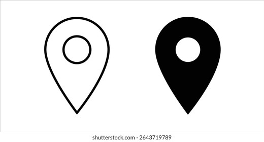 Vector Outline Icons for Location and Travel, Pin, and Navigation Symbols, Navigation and Map Icon Bundle.