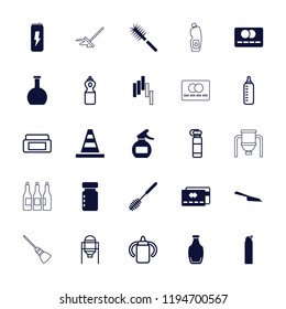 Vector outline icons such as credit card, bottle, tank, baby bottle, cream box. editable plastic icons for web and mobile.
