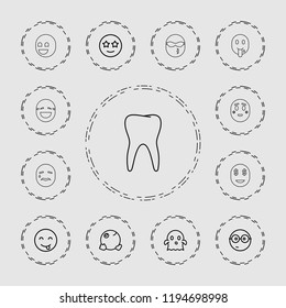 Vector outline icons such as emot showing tongue, nerd emoji, ghost, happy emoji with star eyes. editable smile icons for web and mobile.