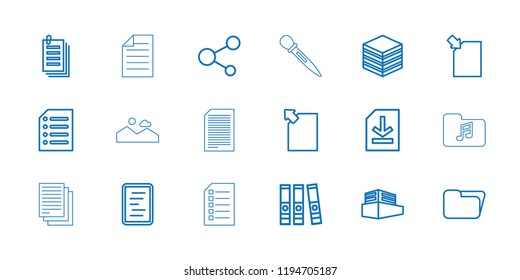 Vector outline icons such as folder, paper, binder, share, archive, download document, documents box. editable file icons for web and mobile.