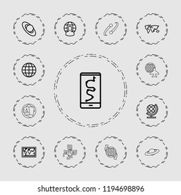 Vector outline icons such as globe, world map, route and phone. editable planet icons for web and mobile.