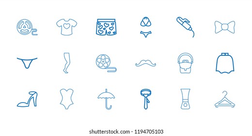 Vector outline icons such as hairdresser peignoir, heel sandals, hair curler, female underwear, tie. editable fashion icons for web and mobile. - Shutterstock ID 1194705103