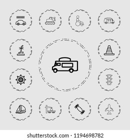 Vector  outline icons such as helm, car wash, cone, van, no standing nearby. editable transportation icons for web and mobile.