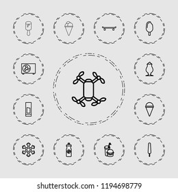 Vector outline icons such as ice cream, ice cream on stick, energy drink, milkshake, burger and drink. editable cold icons for web and mobile.