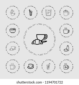 Vector  outline icons such as tea, drink and food, drink, food, cup with heart. editable coffee icons for web and mobile.