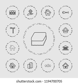 Vector outline icons such as weather vane, home, garage, building, key. editable house icons for web and mobile.