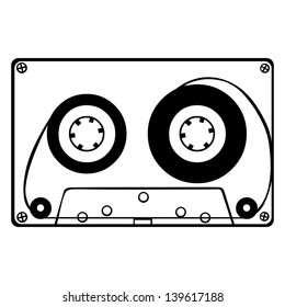 vector outline illustration: audiocassette