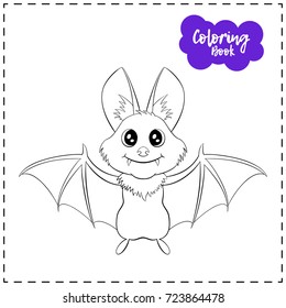 Vector outline illustration of a bat for Halloween on a white background.