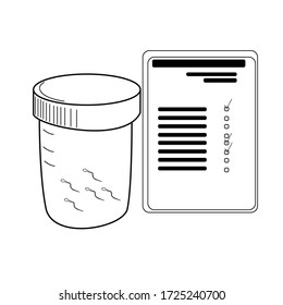 Ilustración del contorno del vector, contenedor de material biológico, análisis del esperma