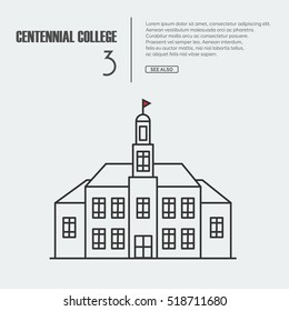 Vector outline illustration of building Facade. Coloring book page for adults and children. Black outline on white.