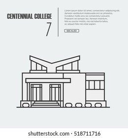 Vector outline illustration of building Facade. Coloring book page for adults and children. Black outline on white.