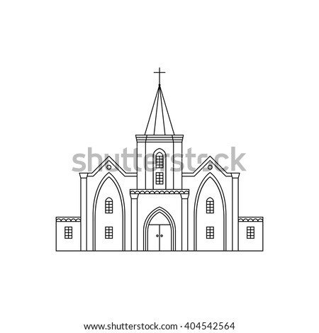 Download Vector Outline Illustration Building Facade Church Stock ...