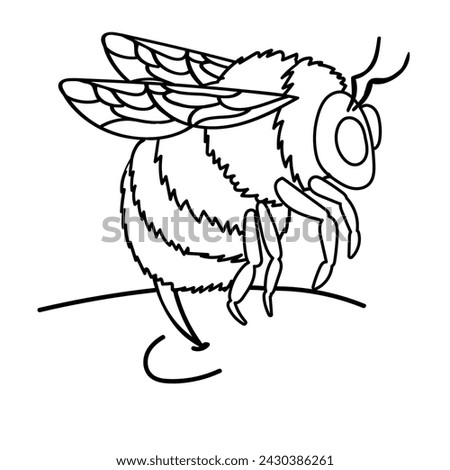 Vector Outline Illustration of Bumblebee Sting Isolated on White Background
