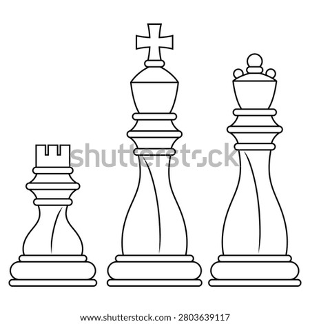Vector outline illustration of a chess queen piece, isolated on a white background. 25