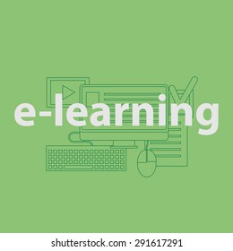 vector outline illustration concept for online education