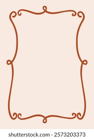 Vector outline illustration in coquette aesthetic. Wavy vintage ribbon frame for greeting cards, events, holidays, invitations, weddings and birthdays. 
